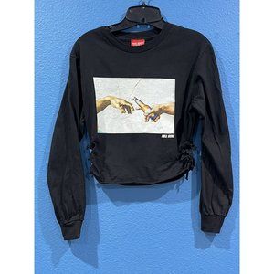 Full Send Nelk The Creation Of Adam Beer Shirt Altered Crop Knotted Sides Small